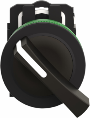 Selector switch flush mounted, Harmony XB5, plastic, black, 30mm, long handle, 2 positions, stay put, 1NO