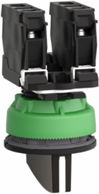 Selector switch, Harmony XB5, flush mounted, plastic, black, 30mm, long handle, 3 positions, spring return to center, 2NO