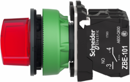 Harmony XB5 Illuminated Selector Switch, 30mm, 230-240V AC, 1NO+1NC