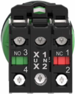 Illuminated selector switch, Harmony XB5, grey plastic, green handle, 30mm, universal LED, 3 positions, 1NO + 1NC, 110...120V AC