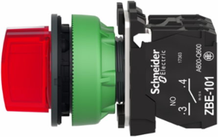 Illuminated Selector Switch, 30mm, 24V AC DC, 3 Positions, 1NO + 1NC
