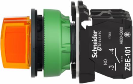 Harmony XB5 Illuminated Selector Switch, 30.5mm, 1NO + 1NC, IP66