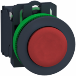 Harmony XB5, Push button flush mounted, plastic, projecting, red, 30mm, spring return, unmarked, 1NC