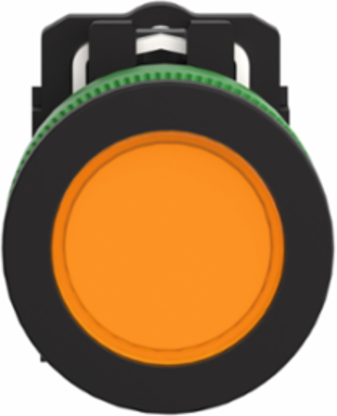 Pilot light, Harmony XB5, grey plastic, orange flush mounted, 30mm, universal LED, plain lens, 24V AC DC