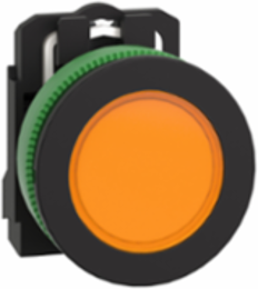 Pilot light, Harmony XB5, grey plastic, orange flush mounted, 30mm, universal LED, plain lens, 24V AC DC