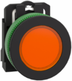 Pilot light, Harmony XB5, grey plastic, orange flush mounted, 30mm, universal LED, 110...120V AC