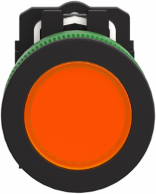 Pilot light, Harmony XB5, grey plastic, orange flush mounted, 30mm, universal LED, 230...240V AC