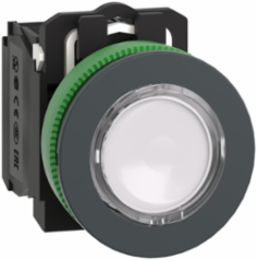 Illuminated push button, Harmony XB5, white, 30mm, universal LED, 1NO + 1NC, 230...240V AC