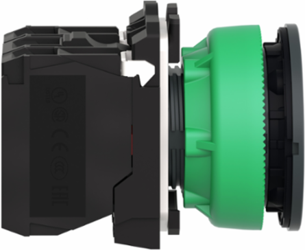 Illuminated push button, Harmony XB5, green, 30mm, universal LED, 1NO + 1NC, 230...240V AC