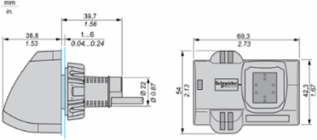 Harmony XB5S Biometric Switch, 22mm, M12 Connector, 24V DC