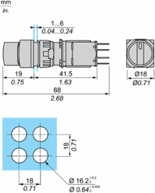 Harmony XB6 Selector Switch 16mm, 2 Positions, IP65, NEMA 13