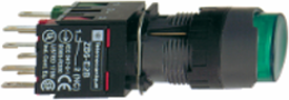 Complete illuminated push button, Harmony XB6, green projecting, 16mm, spring return, 1NO + 1NC, 12...24V