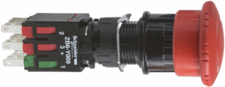 Complete Emergency Stop Push Button, 16mm, IP65, Red 30mm Mushroom