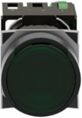 Complete Illuminated Push Button, 16mm, Green, 12-24V AC/DC, 1 NO