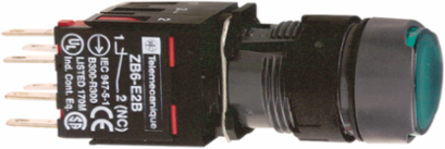 Complete Illuminated Push Button, 16mm, Green, 12-24V AC/DC, 1 NO