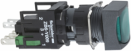 Harmony XB6 16mm Green Square Flush Push Button, 12-24V, 1NO + 1NC