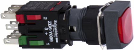 Complete Illuminated Push Button, 16mm, 1NO + 1NC, 12-24V AC/DC, IP65