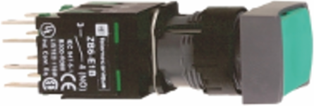 Harmony XB6 Green 16mm Rectangular Flush Pushbutton, IP65, 1NO + 1NC