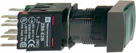 Harmony XB6 Green Rectangular Push Button, 16mm, Latching 1NO, 12-24V