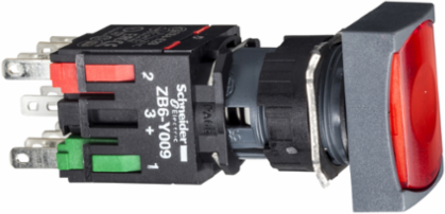 Harmony XB6 Illuminated Push Button, Red Rectangular, 16mm, Latching, 12-24V