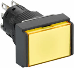 Illuminated monolithic push button, Harmony XB6E, rectangle yellow flush, 16mm, spring return, 24V DC, 1CO