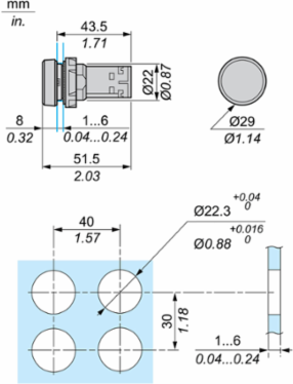 Harmony XB7 22mm Monolithic Push Button, Spring Return, IP65