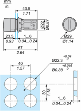 Harmony XB7 Selector Switch, 22mm, 2 Positions, IP65, 1 NO
