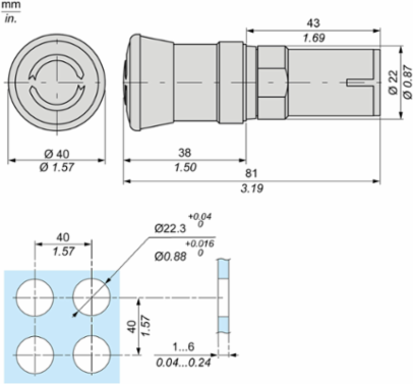 Harmony XB7 Emergency Stop Push Button, 40mm Red Mushroom, IP65