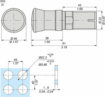 Emergency Stop Push Button, 22mm, Red Mushroom 40mm, 2NC, IP65