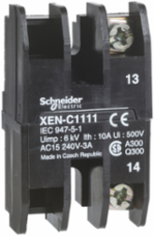 Harmony XAC Spring Return Contact Block, 1 OC + 1 NO, Front Mounting