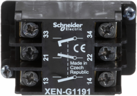 Harmony XAC Single Contact Block, 2NO+1NC, Spring Return, Front Mounting