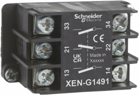 Harmony XAC Single Contact Block, 2NO+1NC, Spring Return, Front Mounting
