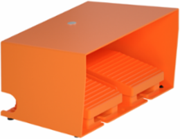Double Foot Switch, Metal, Orange, IP66, 5.9 kg, 1 Step, 2 Contacts