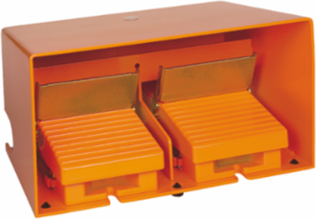 Double Foot Switch, Metal, IP66, 6.09 kg, Orange