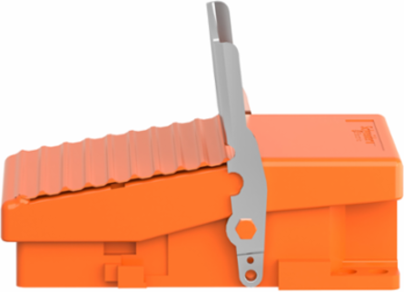 Harmony XPE Single Foot Switch, IP66, Metal, 1 Step, Orange, 1 NC+1 NO