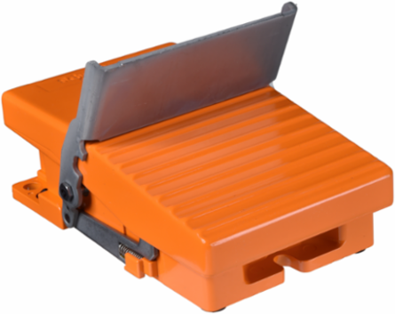 Harmony XPE Single Foot Switch, IP66, Metal, 1 Step, Orange, 1 NC+1 NO