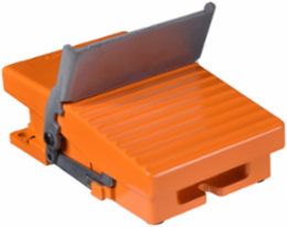 Harmony XPE Single Foot Switch, IP66, Metal, 1 Step, Orange, 1 NC+1 NO