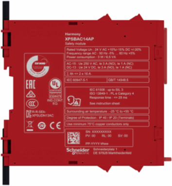 Harmony Safety Module for Emergency Stop, 24V AC/DC, 22.5mm Width