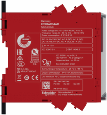 Harmony Safety Module for Emergency Stop, 48-240V AC/DC, Width 22.5mm