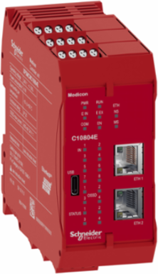Safety controller with embedded communication, Modicon MCM, 8 inputs 4 outputs, monitors expansion modules, screw
