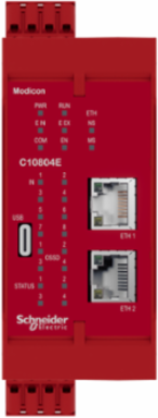 Safety controller with embedded communication, Modicon MCM, 8 inputs 4 outputs, monitors expansion modules, spring