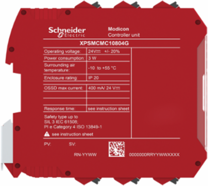 Modicon MCM Safety Controller, 8 Inputs, 4 Outputs, IP20, 24V DC