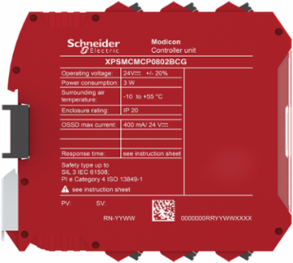 Modicon MCM Safety Controller CPU with 8 Inputs, 2 Outputs, IP20