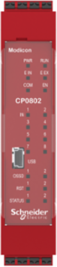 Safety controller, Modicon MCM, 8 inputs 2 outputs, monitors expansion modules, spring