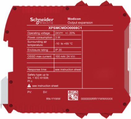 Safe Output Expansion Module, 8 Outputs, 24 VDC, IP20, 0.13 kg