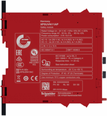 Harmony XPS Safety Module, Zero Speed Monitoring, 24V AC/DC, 22.5mm Width