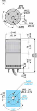 Harmony XVC Monolithic Tower Light, 100mm, LED Red, IP54, 24V DC