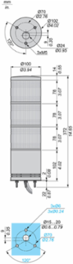 Harmony XVC Tower Light 100mm Base Mounting IP54 24V DC