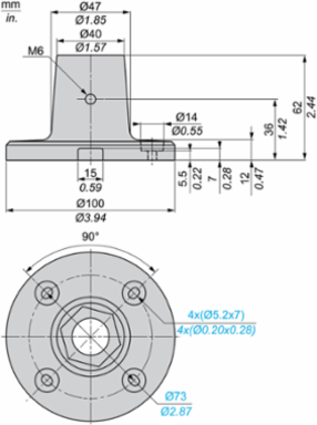 Harmony XVC Metal Fixing Plate for Tube Mounting 100 mm, 0.08 kg
