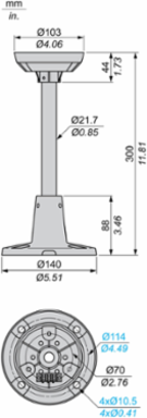 Harmony XVC Mounting Tube 140 mm Diameter, 300 mm Height, 0.7 kg Weight